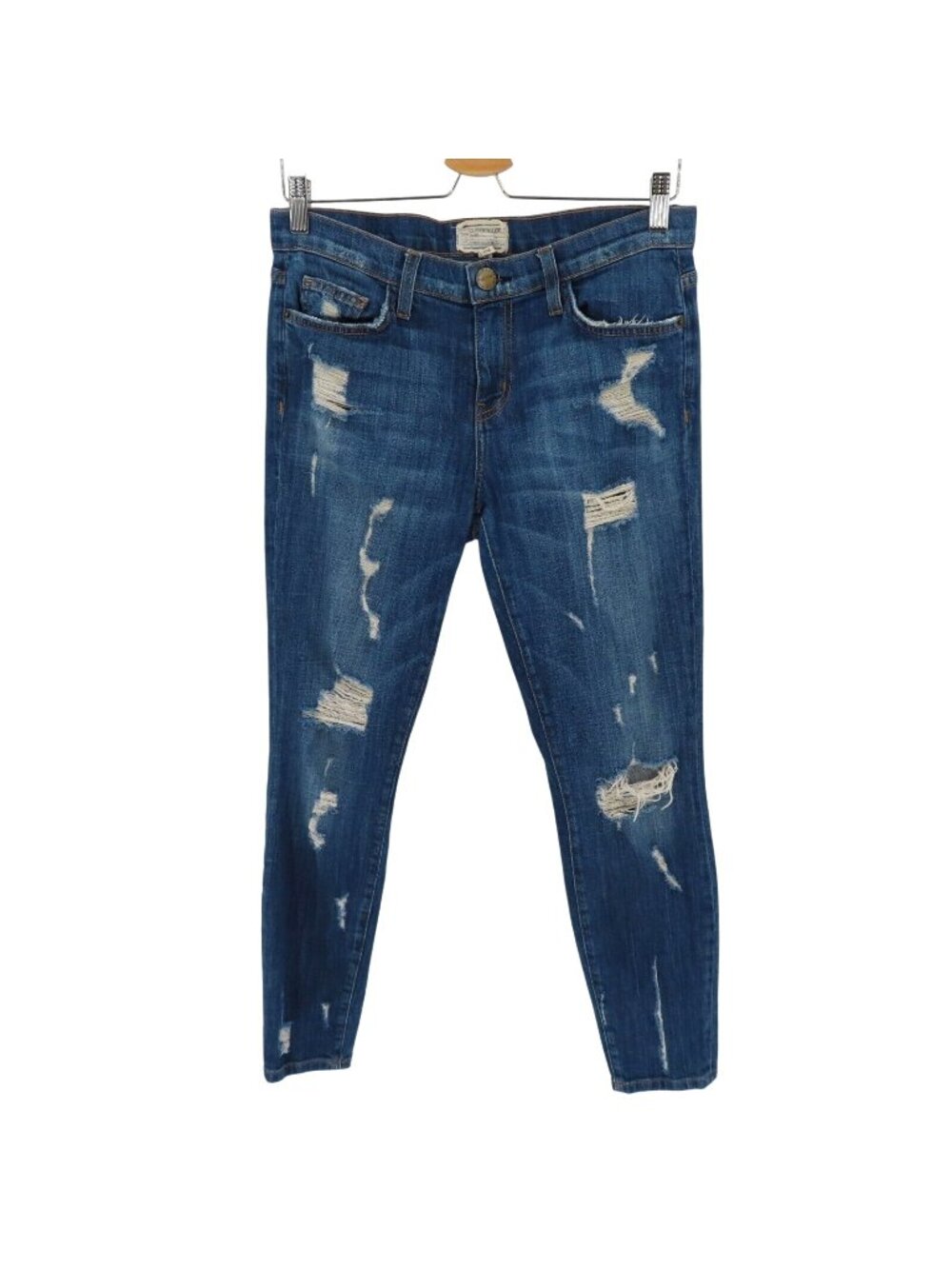 Current Elliot Womens 29 The Stiletto Jodie Shredded Wash Blue Denim Jeans